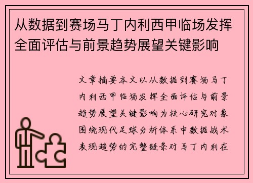 从数据到赛场马丁内利西甲临场发挥全面评估与前景趋势展望关键影响